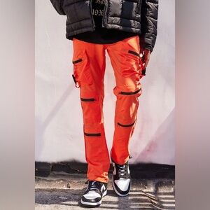 FashionNova- A Orange Cargo Pants with Black Accents BNWT